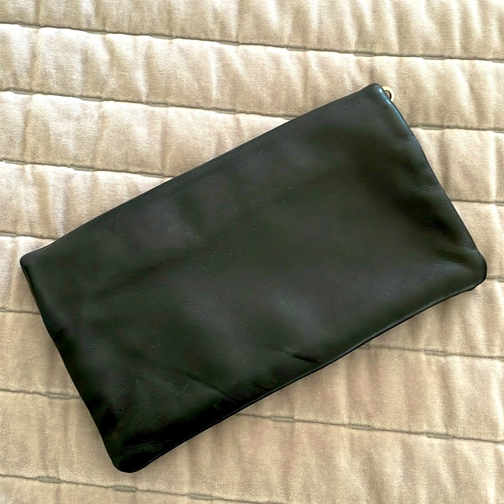 Ann Taylor clutch purse wallet black super soft leather multi compartments